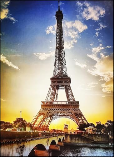KUSTOM ART Cuadro de pared o de mesa Serie Paisajes y Ciudad de París con vista a la Torre Eiffel, impresión artística sobre madera, 30 x 21 cm