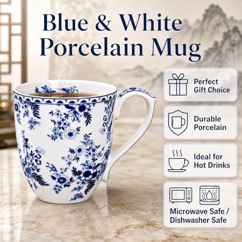 Taza de porcelana Bone China floral 14oz elegante miniatura 2