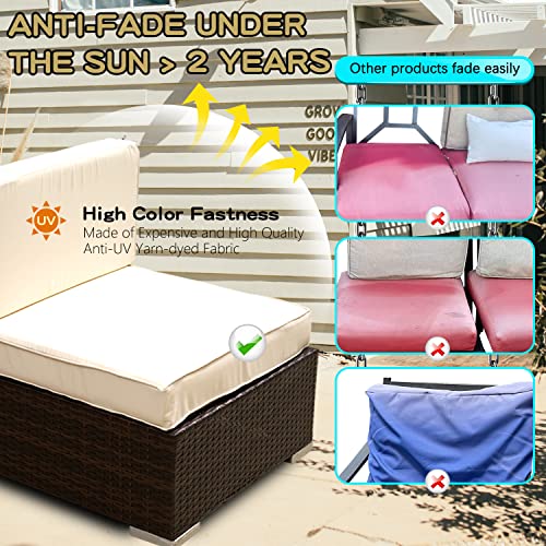 9 Pack Outdoor Patio Cushions Replacement Covers Fit For 5 Pieces 4-Seater Wicker Rattan Furniture Conversation Set Sectional Sofa Seat Cushion Pillow, Water-Resistant Fadeless,Beige-Covers Only #TOP3