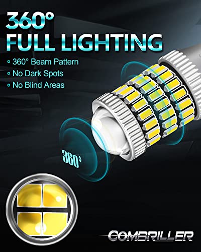 Combriller 921 912 LED Bulbs for Blackup Reverse Light Bulbs, T15 906 W16W LED Bulb, 6000K Xenon White, 1300LM 3014 58-SMD Chips for Car Truck Cargo Light Bulbs Replacement, Pack of 2 - Image 6