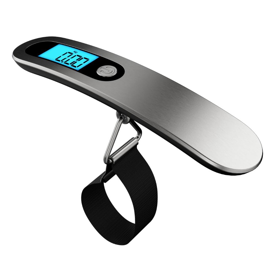 GenericSTORESOLOGY Compact Digital Luggage Scale - Travel-Friendly Suitcase Weighing Device with Tare Function, Precision Up to 110lb/50kg, Easy-to-Read Display, Lightweight Design for Efficient Packing