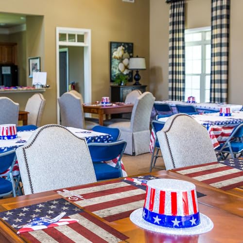 Whaline W12284 50Pcs Patriotic Paper Placemats Retro Vintage Independence Day Disposable Place Mats 4Th Of July Memorial Day Rectangle American Flag Paper Table Mats thumb #6