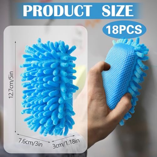 Image of Sherr 18 Pcs Microfiber Shag Magnetic Dry Erase Erasers Washable Whiteboard Eraser Bulk Colorful White Board Eraser for Chalk Markers Home Office(Blue)