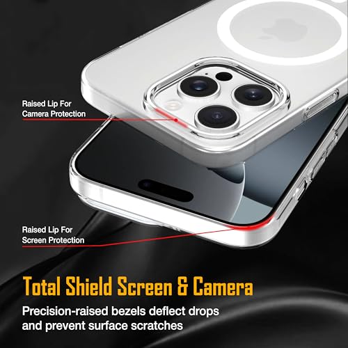 Image of amazon basics Back Case for iPhone 16 Pro | Slim Lifetime Anti-Yellow Crystal-Clear Cover with Elevated Camera Protection & MagSafe Compatibility | Premium German Polycarbonate | Shockproof | Clear
