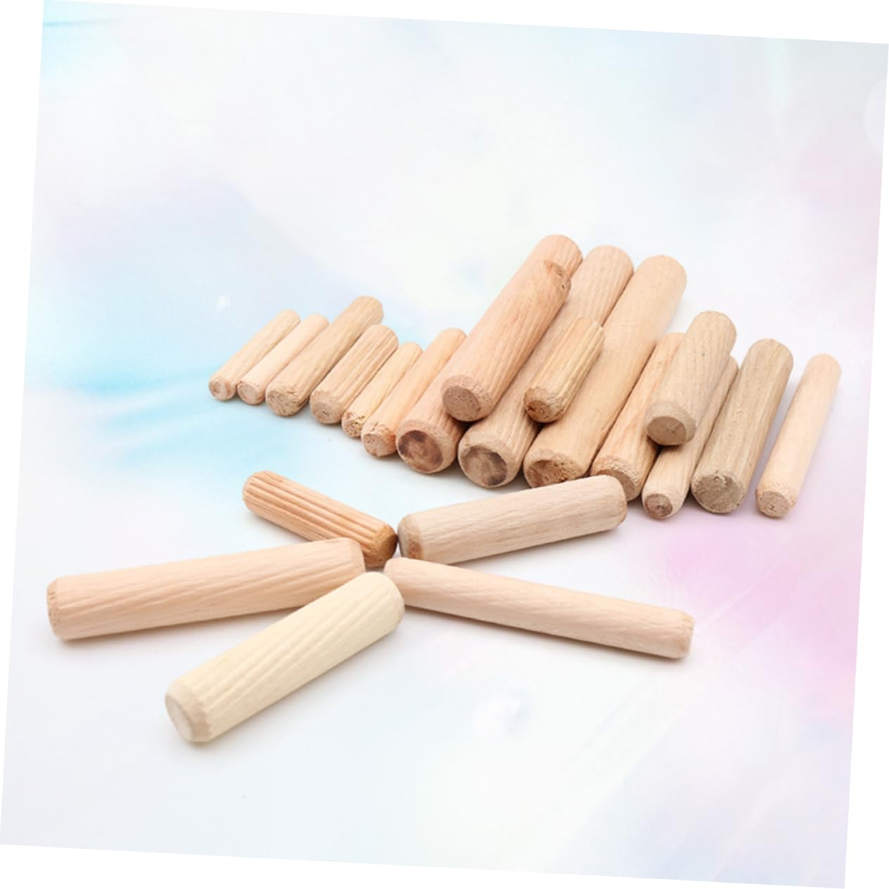 KICHOUSE 6mm Diameter Straight Fluted Wooden Dowels 200 Pieces for Home Decor Projects