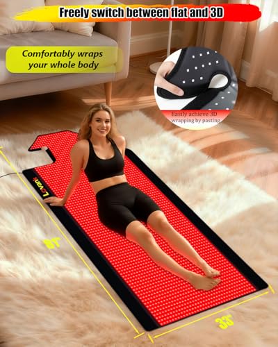 Image of Red Light Therapy Mat Full Body 80 inch x 33 inch, 1510 LEDs, 660&850nm | Easy-Clean TPU, 3 Light Modes, 5 Intensity Levels, Skin-Friendly for Everyday Home Use