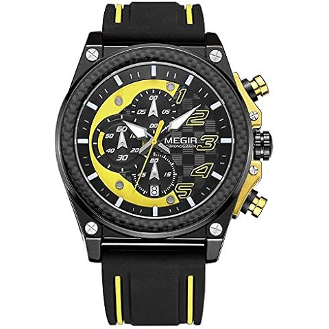 AZPINGPAN Men's Watch, Silicone Waterproof Outdoor Sports Chronograph Cover