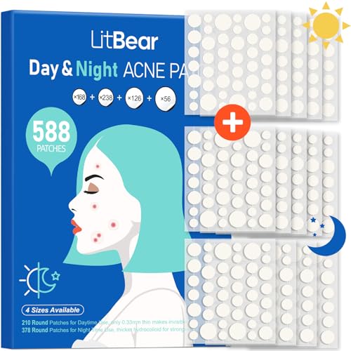 LitBear Acne Pimple Patches – 588 Count 4 Sizes
