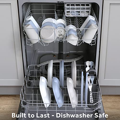 Re Play 7" Divided Toddler 3 Pack Plates With Deep Sides And Three Compartments For Easy Self Feeding | Bpa Free | Dishwasher Safe | Seashell #TOP6