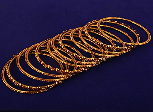 Touchstone "Golden Bangle Collection Indian Bollywood Ethnic Filigree With Modern Twist Charming Look Thick Designer Jewelry Bangle Bracelets Set Of 4 For Women In Antique Gold Tone. #TOP2