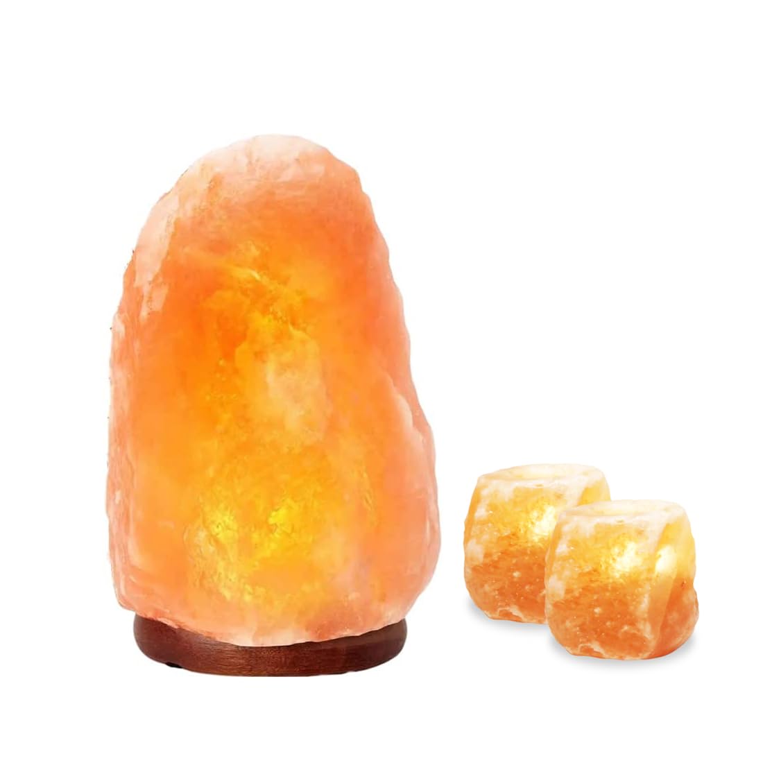 Simpa Orange 100% Natural Himalayan Crystal Rock Salt Lamp And 2 Salt Rock Tealight Candle Holders