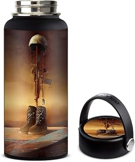 Skin Decal Vinyl Wrap for Hydro Flask 32oz Wide Mouth Skins Stickers Cover/Fallen Soldier Remember Boots Rifle