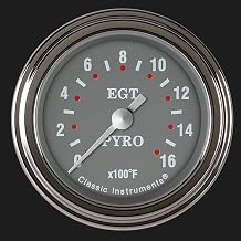Classic Instruments SG198SLF Silver Gray 2-1/8"" Pyrometer Full Sweep