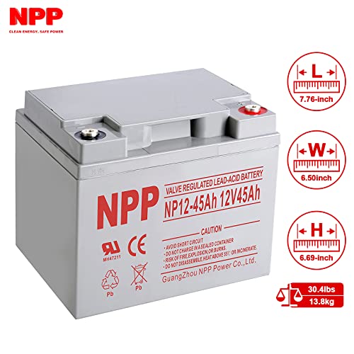 image for NPP NP12-45Ah(T14, 2Pcs Button Terminal) 12V 45Ah Battery Rechargeable