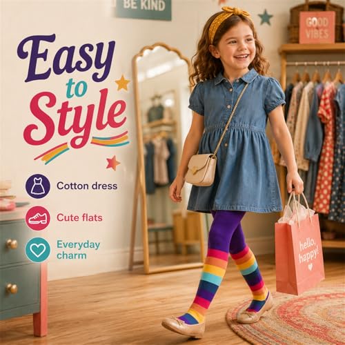 Image of VIKITA Girls tights Cotton Leggings in Spring fall winter stripe socks for girls 3-8 years