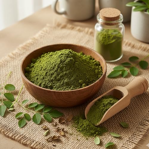 Image of Organic Moringa Powder 200gm - Natural Drumstick Leaf Churna for Immunity, Energy, Digestion, Skin & Hair Health | Rich in Vitamins, Antioxidants & Plant Protein | Pure & Chemical-Free