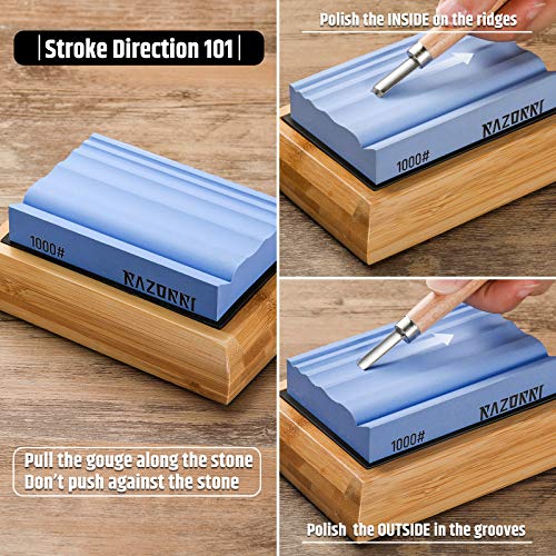 Razorri Wood Carving Sharpening Stone Kit - 400 & 1000 Grit Whetstone With Multiple Grooves - Waterstone Straightens And Repairs Whittling & Carving Knives, Chisels, And Gouges #TOP3