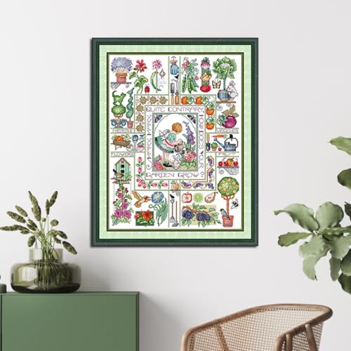 Image of Qeerysew Cross Stitch Kits Stamped Full Range of Embroidery Starter Kits for Beginners DIY - Printed Kit Mary's Garden (Printed) 11CT19.7X24.8 inches