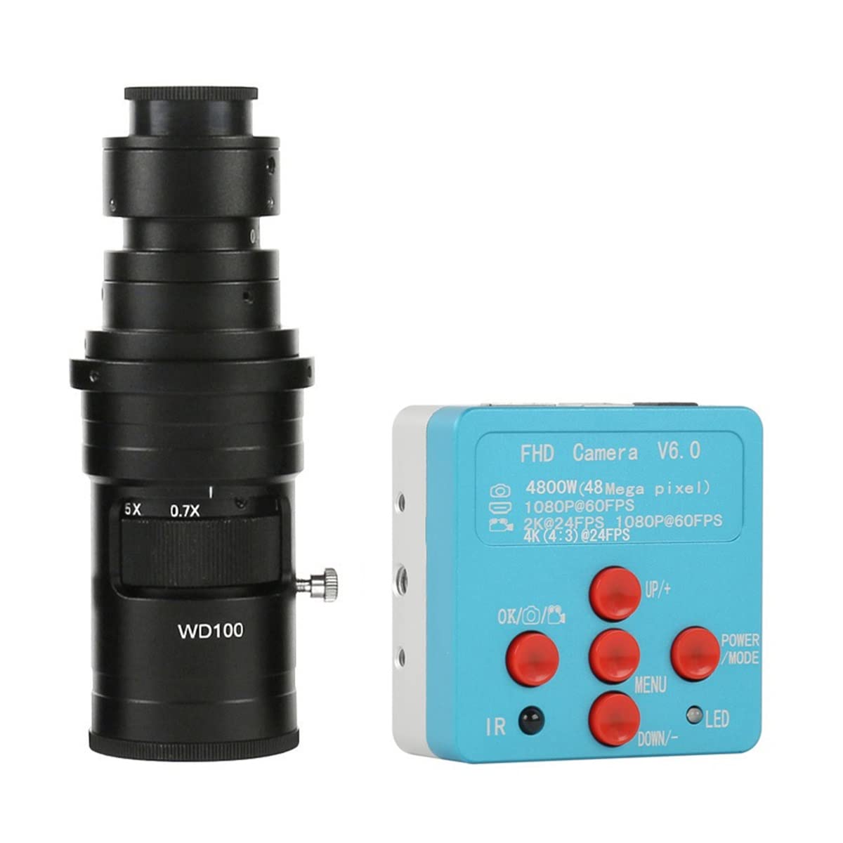 Microscope 48MP 4K 2K 1080P 60FPS HDMI USB Industry Video Microscope Camera Magnifier Zoom C Mount Lens(with 200X Lens)