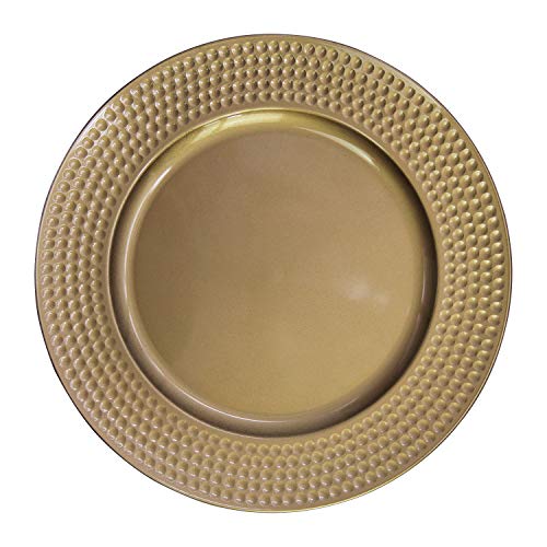 Goldene Kunststoff-Ladeplatten mit Hammerkante, 12 Stück, 33 cm, rund, für Hochzeit, Party, Dekoration (Hammergold, 12) Cover