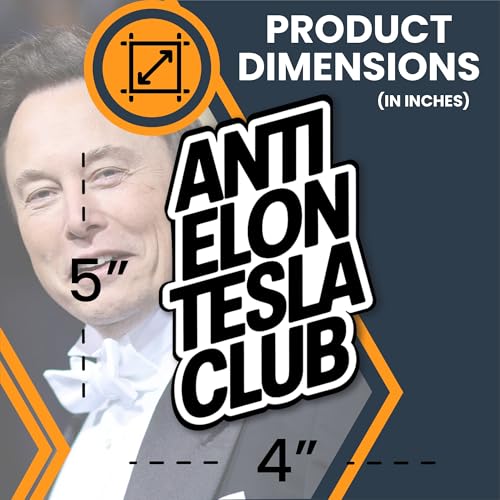 Image of Magnet Me Up Anti-Elon Tesla Club Car Magnet- Funny Political Magnetic Decal, 5x4 Inches Anti-Billionaire Satire, Weatherproof UV Vinyl, Strong Hold for Cars, Lockers, Fridges- Made in USA