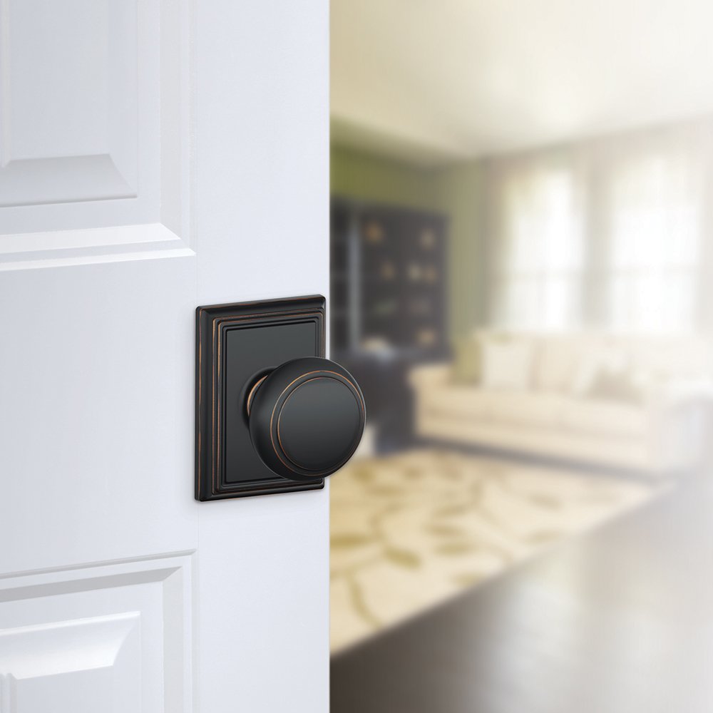 Schlage F10 AND 716 ADD Andover Door Knob with Addison Trim, Hall & Closet Passage Lock, Aged Bronze