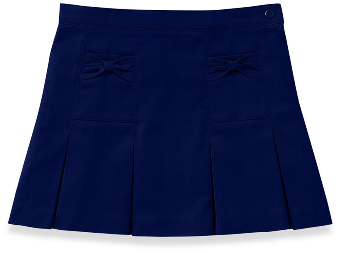 Classroom Uniforms Girls Stretch Bow Pocket Scooter Skirt with Built-In Shorts School Uniform Adjustable Waist