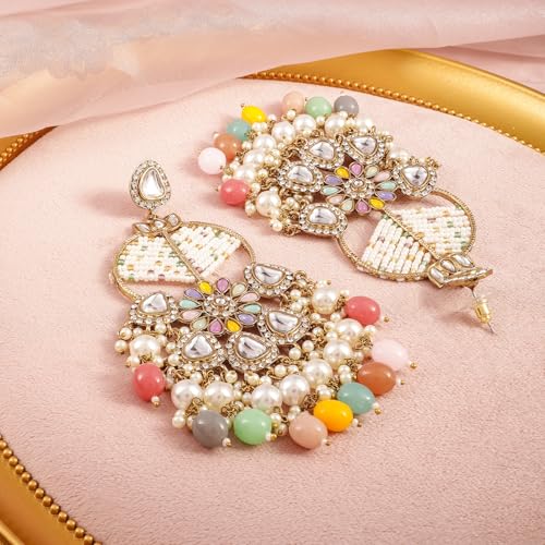 Image of Rubans Chandbali Earrings Gold Plated Kundan Jewellery Gift for Women & Girls