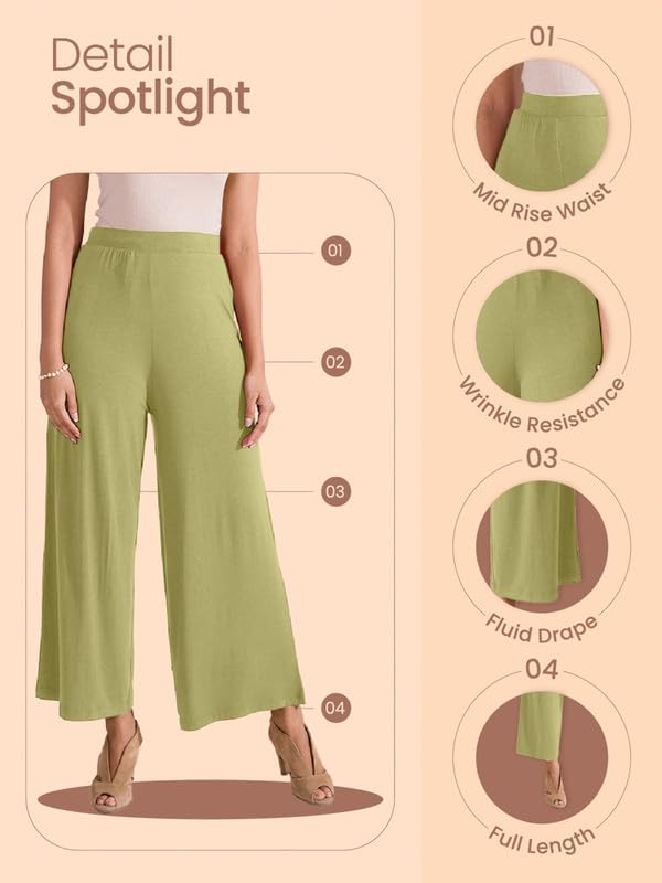 Image of GO COLORS Soft Viscose Knit Palazzo Full Length for Women| Breathable, Mid Rise