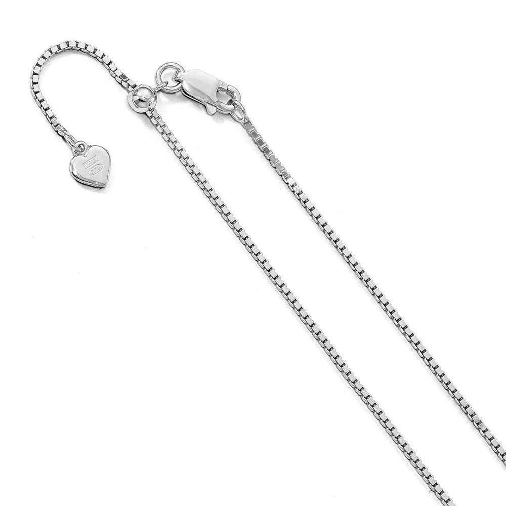 Solid Sterling Silver 11in Adjustable Box Chain 11" - with Secure Lobster Lock Clasp (1.2mm)