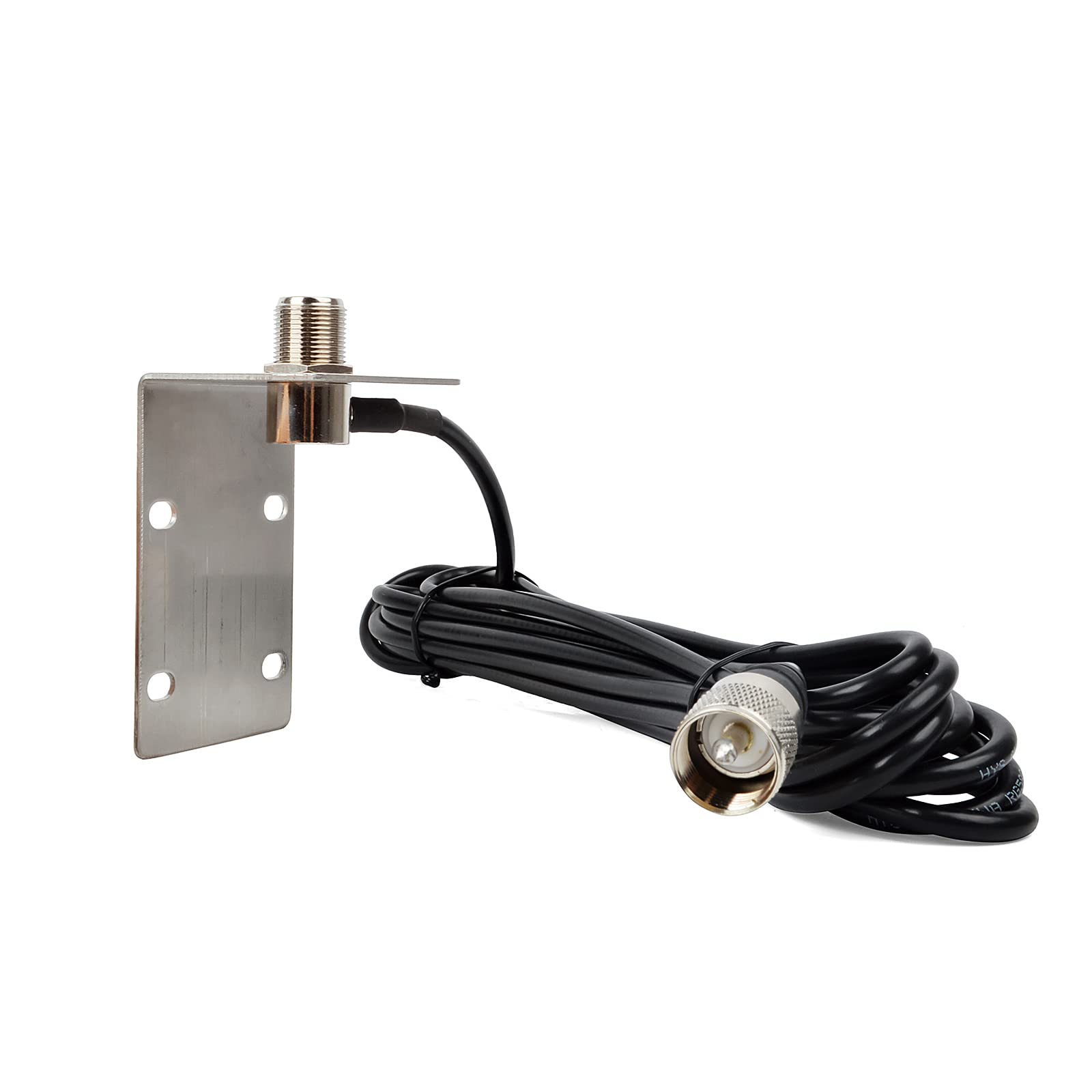 UAYESOK Antena Marina VHF 156-163 MHz Base de Barco aérea 38,8 cm (15,3 Pulgadas) con Cable coaxial RG58 de 5 m Conector PL259 y Soporte de Montaje en L para radioaficionado Marino móvil
