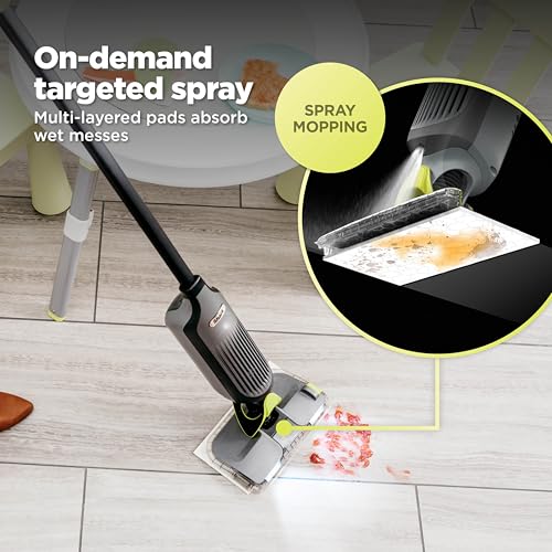 Image of Shark VACMOP Cordless Hard Floor Cleaner, Vacuum and Spray Mop, Powerful Suction, Lightweight, LED Headlights, Includes 4 Disposable Pads, 12oz Multi-Surface Cleaning Solution, Gray, VM252