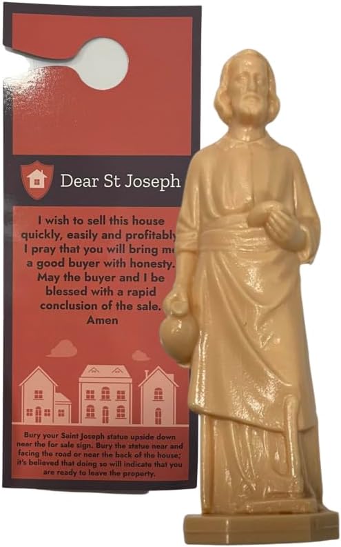 St Joseph Home Selling Kit de colgador de puerta con recordatorio de oración y paquete de estatua de San José fabricado en los Estados Unidos