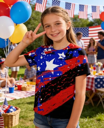 Image of LAIDIPAS Boys Girls 3D Graphic T-Shirt Short Sleeve Tops Tees 6-16 Years | Kids Crewneck Shirts, Vibrant Color, Lightweight and Quick Dry, Trendy Outfits for School, Parties, vacation and Daily Wear