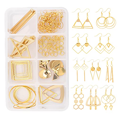Kit de pendientes DIY con dijes geométricos de latón y anillas de hierro para joyas 2