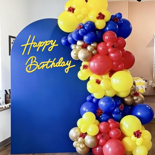 Image of TONIFUL Happy Birthday Sign for Backdrop - Glitter Yellow Felt Banner - Includes Dot Glue - Perfect for Birthday Party Backdrop,Wall Decr,Balloon Arch,Photo Background