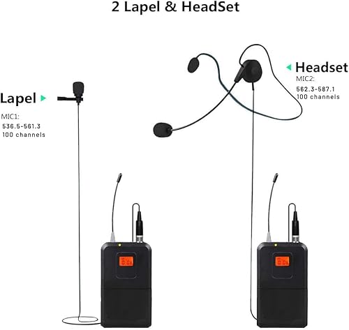 Innopow 200-Channel Wireless Lavalier Microphone, Dual Uhf Bodypack Cordless Lavalier Mic System Set, Auto Scan, Long Range 200-240Ft, 16 Hours Use Ideal For Speaking, Classroom 2022 333B… #TOP1