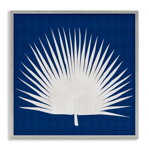 Fan Palm Leaf Silhouette Botanical, 17 x 17 Inch Framed Giclée Print
