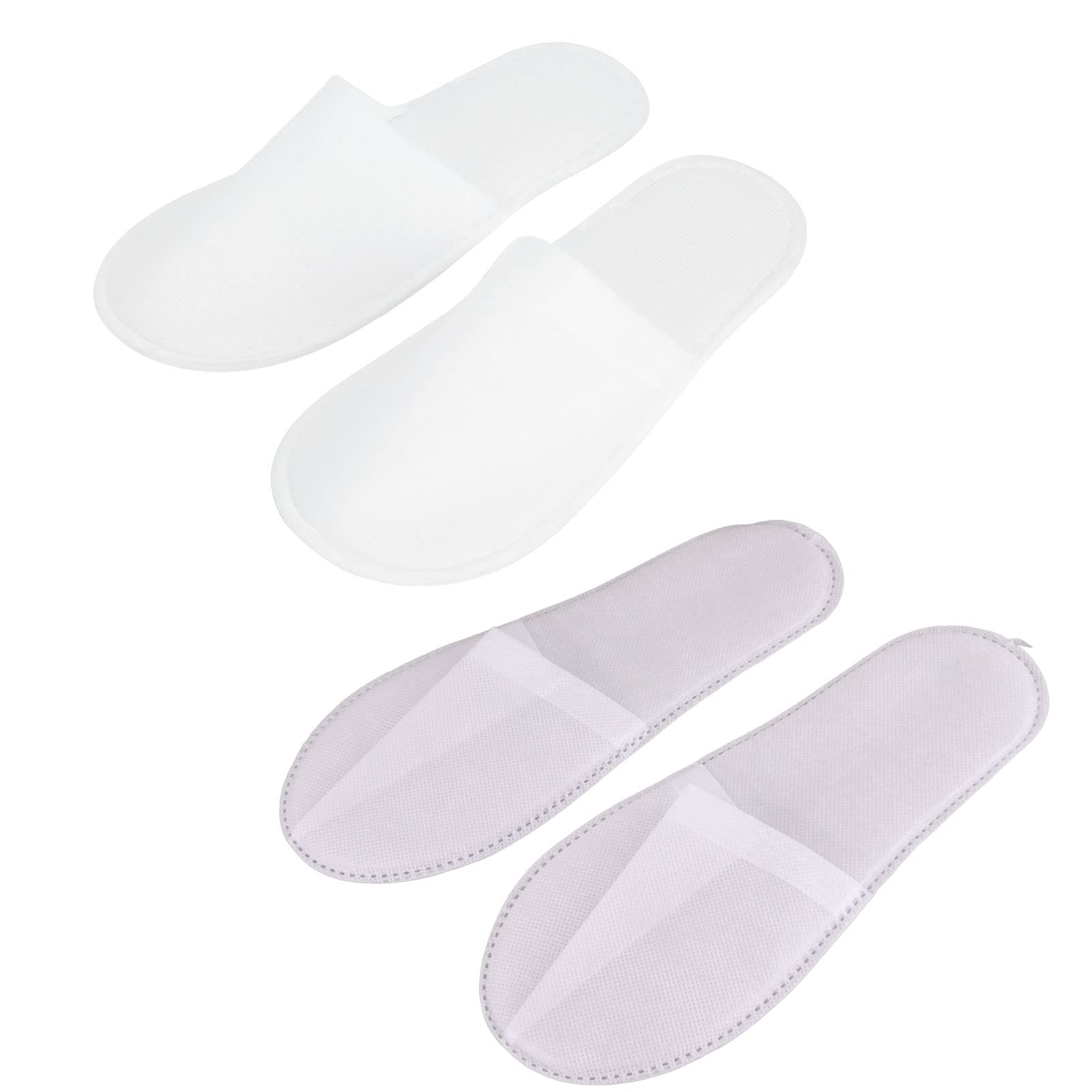 50 Pares de Pantuflas Desechables de Hotel para Interiores, Pantuflas Antideslizantes Unisex Portátiles, Pantuflas de Punta Cerrada de Terciopelo de Algodón para Spa(Pizarra blanca no tejida de 3MM)