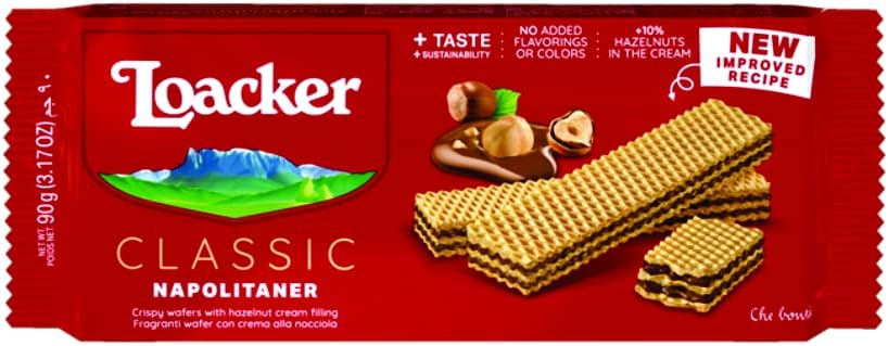 Loacker Classic Vanilla Wafer Napolitaner(Hazelnut) 90 Grams - Italy