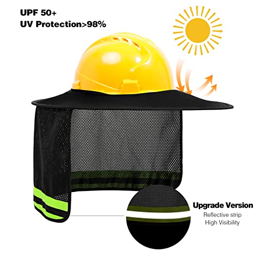 Image of Hard Hat Sun Shade, High Visibility Sun Visor Neck Shade with Reflective Strip, Hard Hat Accessories, Full Brim, Man& Woman (Hard Hat Not Included), Black, 3 Pack