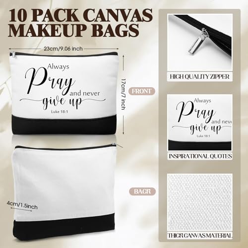 Paterr 20 Pcs Thank You Gift Bulk Employee Appreciation for Women Inspirational Canvas Makeup Bags with Zipper and Mini Compact Mirrors Gift for Girls Teacher Friend Halloween Christmas2