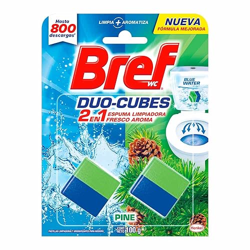 Reviews y listado de Sanitarios en oferta al mejor precio. 34 Pastillas limpiadoras para inodoro Bref Duo-Cubes Pine 2 en 1 aromatizantes 100 g, BrefWC Duo Cubes Pino, blanco