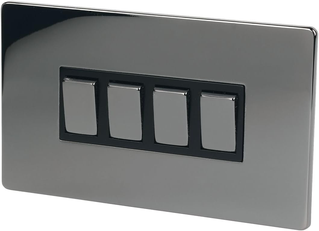 LAP 4-Gang 2-Way 10AX Light Switch Black Nickel