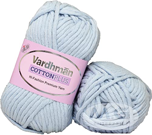 Image of VAR dhman Cotton Plus 16-ply Mild Sky 200 GMS 51% Cotton, 49% Acrylic Ball Hand Knitting Cotton /Art Craft Soft Fingering Crochet Hook Yarn, Needle Knitting Yarn Thread Dyed-KB Art-AFEA