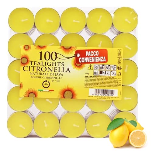 Prices Candles Citronella Scented Tealights Pack of 100 Long Burning Outdoor Tea Lights for Garden BBQ Camping Patio & Outdoor Dining