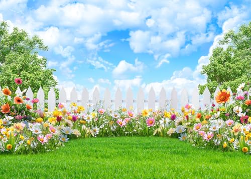 Fondos Fotográficos Primavera 7x5ft Floral Azul miniatura 1
