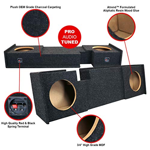 Atrend Bbox A302-10Cp Dual 10"" Sealed Carpeted Subwoofer Enclosure - Fits 2000-2003 Ford F150 Super Cab, Charcoal #TOP3