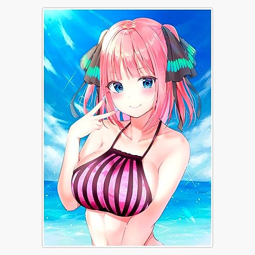 Sexy Nino Nakano Lewd Tits Bikini Panties (The Quintessential Quintuplets TQQ Hentai Anime Girl 2) Bumper Sticker Vinyl Decal 5"