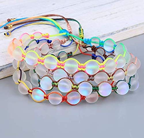 Kelitch Moonstone Bracelet For Women Link Strand Friendship Glass Beaded Bracelet Bohemian Handmade Fashion Jewelry - Red #TOP5